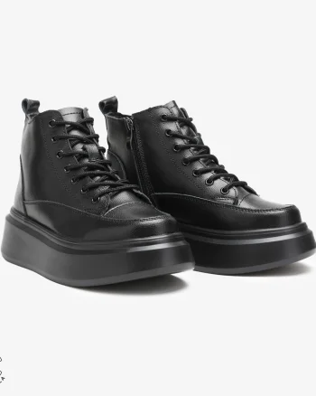 Ghete dama din Piele Naturala CU SIRET CRL0678 NEGRU