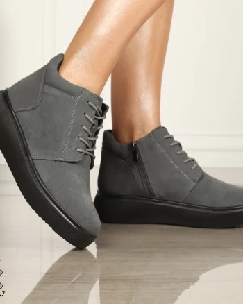 Ghete DAMA din PIELE NATURALA intoarsa CRL0911 GRI