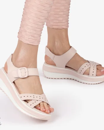 SAndale DAMA DIN PIELE NATURALA CU BARETE INCRUCISATE CRL1423 ROZ