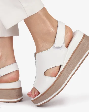 Sandale DAMA SPORT DIN PIELE NATURALA CU INCHIDERE SCAI CRL1410 ALB