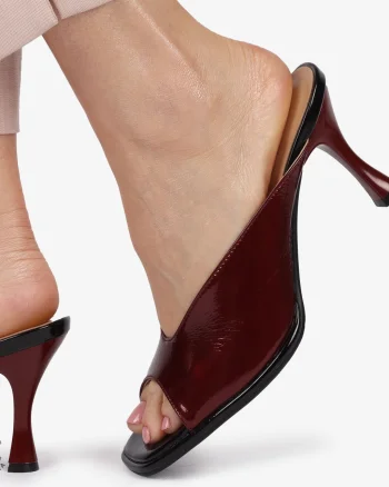 PANTOFI ELEGANTI dama din Piele Naturala CU ASPECT SPECIAL CU TOC SUBTIRE CRL1398 BURGUNDY