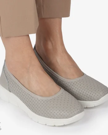 Balerini dama din Piele Naturala cu talpa groasa CRL01382 GRI