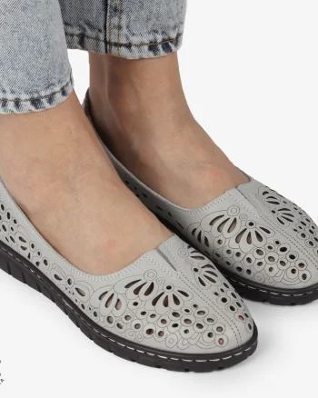 BALERINI dama din Piele naturala PERFORATA SLIP-ON CRL1363 GRI
