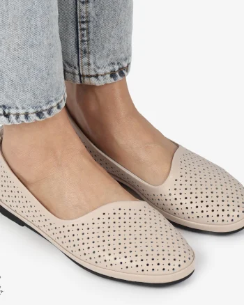 BALERINI dama din Piele naturala PERFORATA SLIP-ON CRL1358 ROZ
