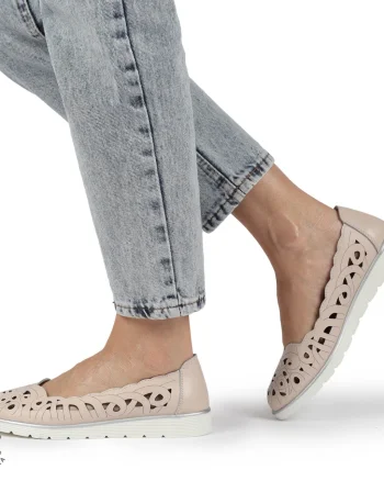 BALERINI dama din Piele naturala PERFORATA SLIP-ON CRL1357 ROZ