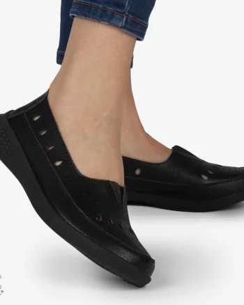 Balerini Dama Piele Naturala Slip-on CRL0074 NEGRU