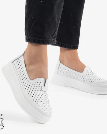BALERINI dama din Piele Naturala CRL0861 ALB