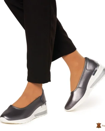 Balerini Dama Piele Naturala slip-on CRL0082 PEWTER