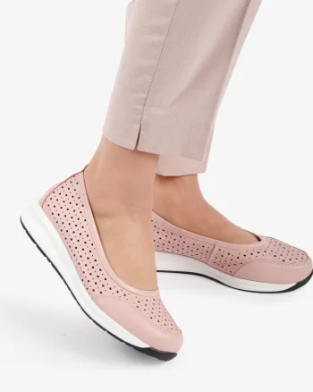 Balerini dama din Piele Naturala Slip-On CRL0721 ROZ