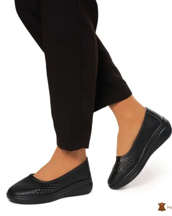 Balerini Dama Piele Naturala Slip-on CRL0076 NEGRU