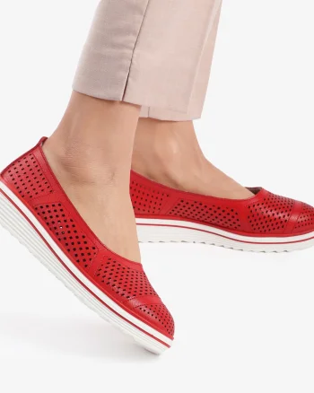 Balerini Dama Piele naturală CRL0105 ROSU