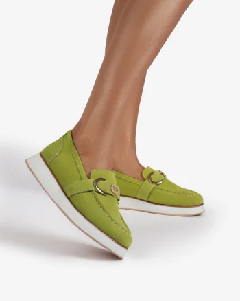 Mocasini dama din Piele Naturala Intoarsa CRL0840 MUSTAR