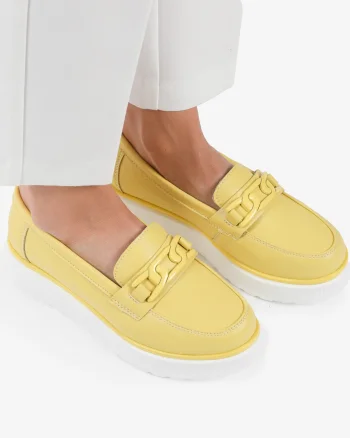 Mocasini dama din piele naturala CRL0787 GALBEN