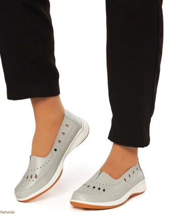 Balerini Dama Piele Naturala Slip-on CRL0074 GRI