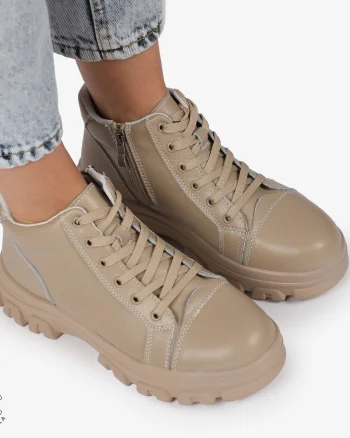 Ghete Dama DIN Piele Naturala CU TALPA ADERENTA CRL1299 KHAKI