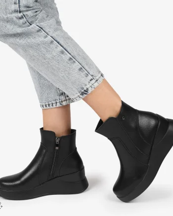 Ghete Dama Piele Naturala cu INCHIDERE FERMOAR CRL1297 NEGRU