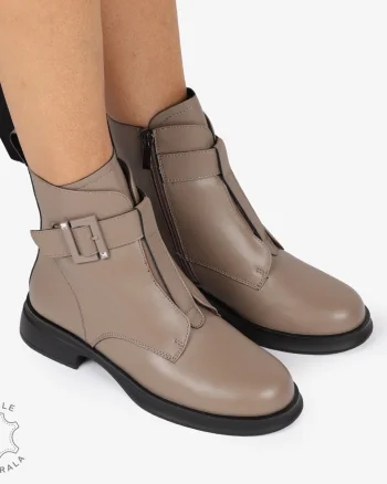 Ghete Dama Piele Naturala cu Cataramă Metalică CRL1265 KHAKI