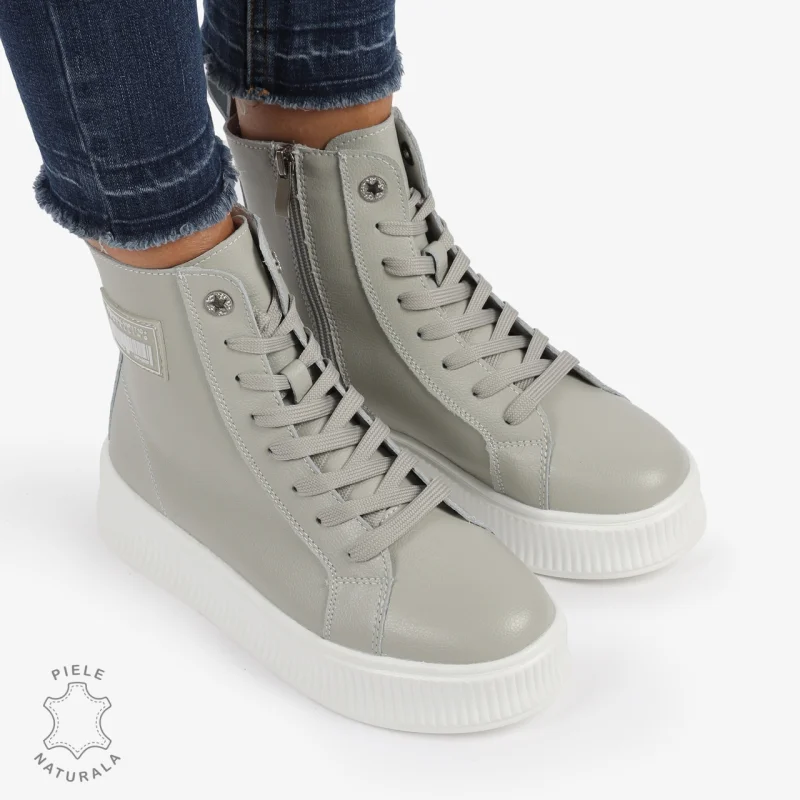 Ghete dama din Piele Naturala CRL0649 GRI