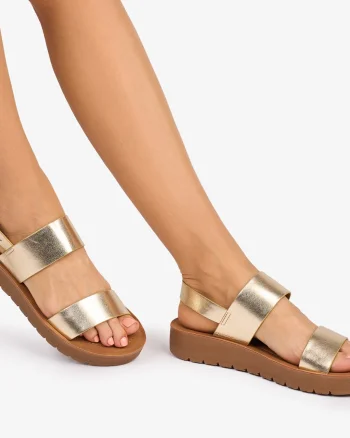 SANDALE dama din Piele ECOLOGICA CU BRETELE CRL1093CULOARE: AURIU