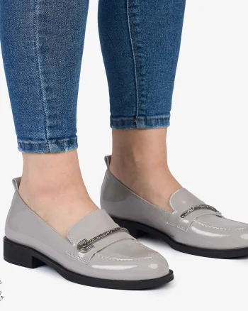 Mocasini dama din Piele Naturala LACUITA CRL0985 GRI