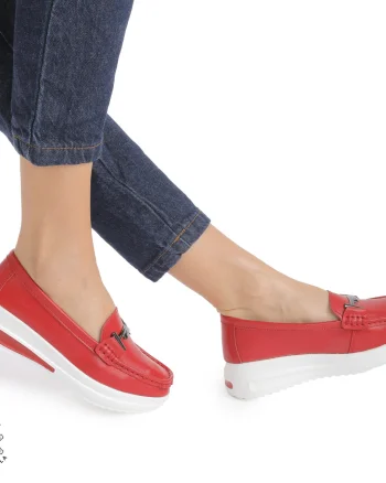 Mocasini DAMA din PIELE Naturala CRL0941 CULOARE: ROSU