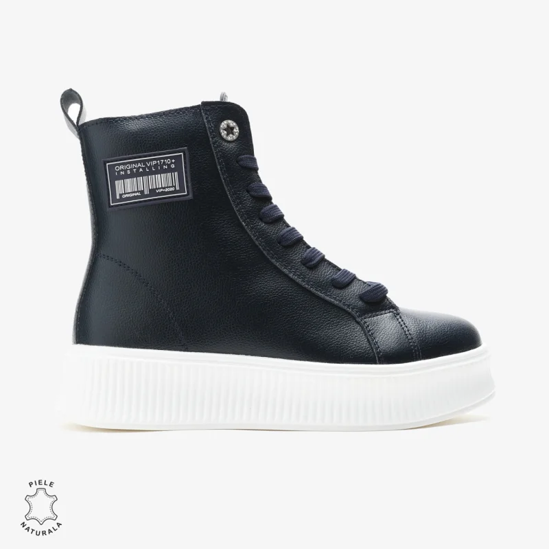 Ghete dama din Piele Naturala CRL0649 Bleumarin