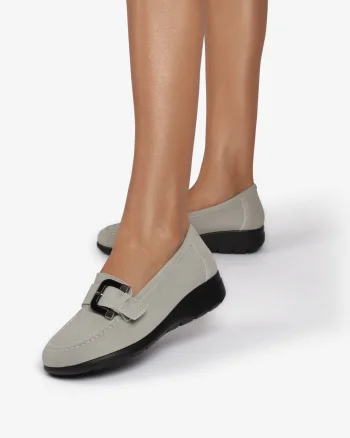 Mocasini dama din Piele Naturala CRL0844 GRI
