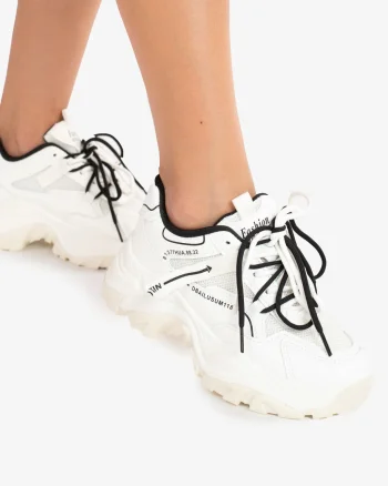 SNEAKERS DAMA din PIELE ECOLOGICA SI PANZA CU DUBLU SIRET CRL0838