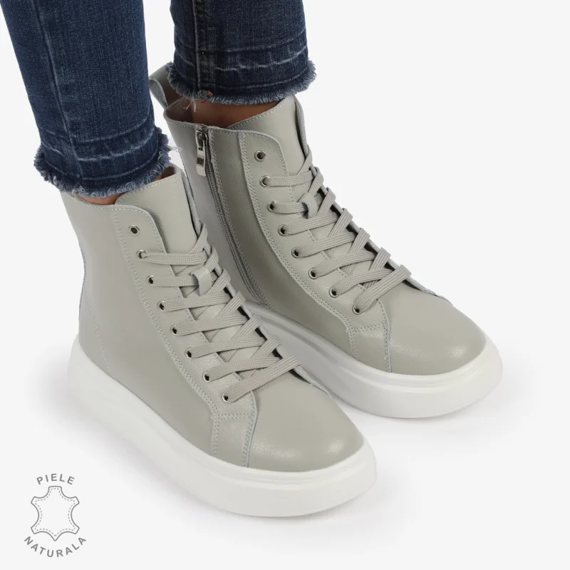 Ghete dama din Piele Naturala CRL0652 Gri