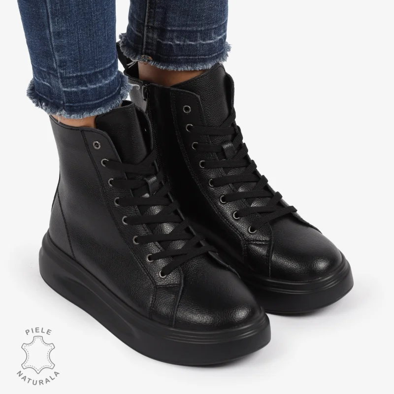 Ghete dama din Piele Naturala CRL0652 Negru