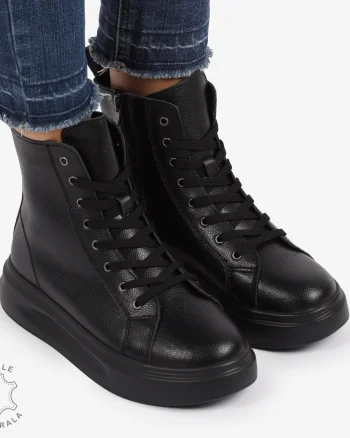 Ghete dama din Piele Naturala CRL0652 Negru