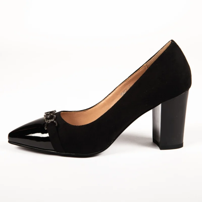 Pantofi Eleganți dama din Piele INTOARSA CRL0135 Negru SUEDE