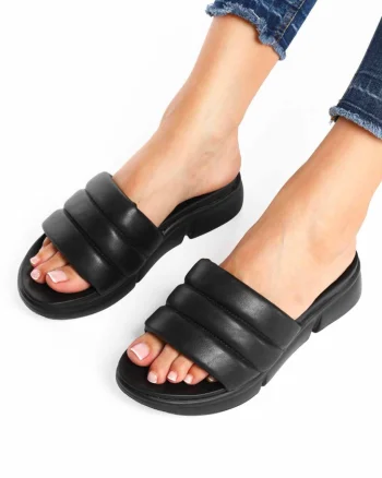 Papuci dama din Piele Ecologica negre CRL0212