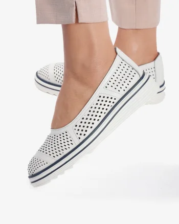 Balerini Dama Piele naturală CRL0105 ALB