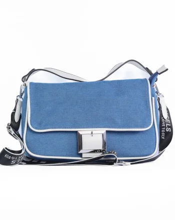 GEANTA DENIM CU CATARAMA DECORATIVA CRL 8836 ALB