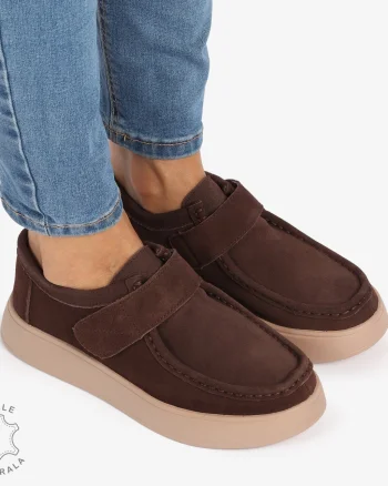 MOCASINI dama din Piele Naturala CU INCHIDERE SCAI CRL1226MARO