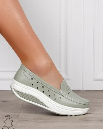 Mocasini Dama Piele Naturala perforati cu talpa groasa CRL0079 BARILLA