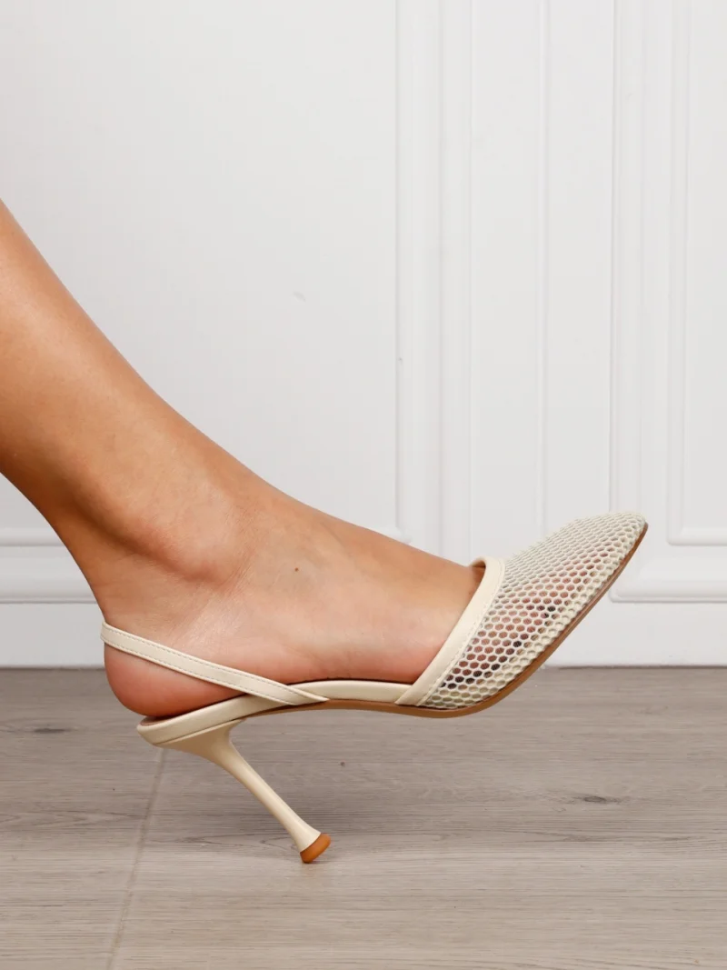 Pantofi dama eleganti din piele ecologica si brant din piele naturala cu Design Special CRL1621 ALB