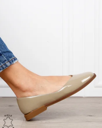 Balerini dama din piele naturala cu talpa usoara si plata CRL1630 Verde