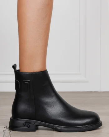 Ghete damă din piele naturală cu aspect elegant CRL1825 NEGRU