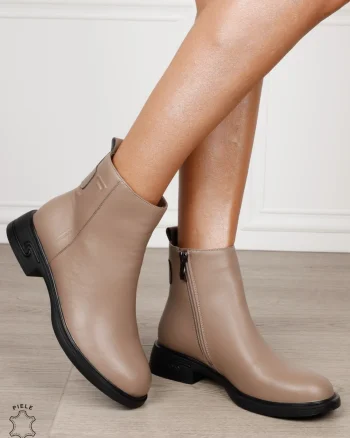 Ghete damă din piele naturală cu aspect elegant CRL1825 KHAKI
