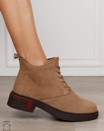 Ghete damă din piele naturală Intoarsa cu închidere dublă CRL1845 KHAKI
