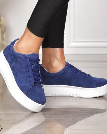 Pantofii casual din piele naturala INTOARSA CU SIRET CRL1455 BEJ