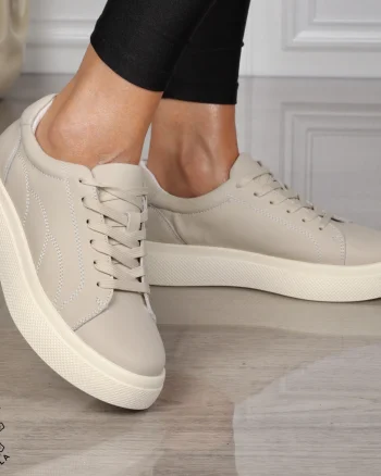 Pantofi CASUAL dama din piele naturala CU SIRET CRL1452 BEJ