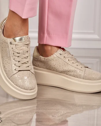 Pantofi CASUAL PIELE NATURALA CU SIRET CRL1450 BEJ