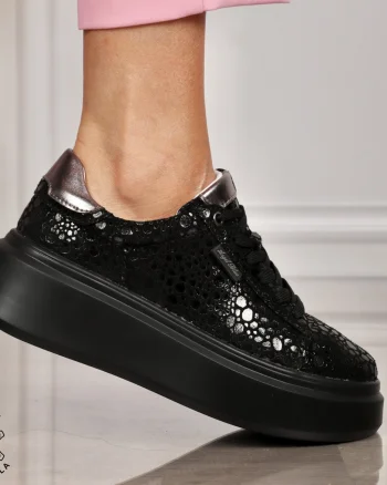 Pantofi CASUAL PIELE NATURALA CU SIRET CRL1450 NEGRU