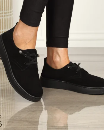 PANTOFI CASUAL Piele Naturala INTOARSA CU SIRET CRL1442 NEGRU