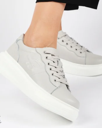 Pantofii casual piele naturala CU SIRET SI MODEL LATERAL CRL1440 GRI