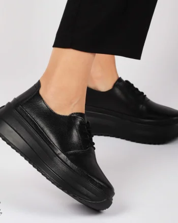 PANTOFI CASUAL Dama Piele Naturala CU SIRET CRL1439 NEGRU