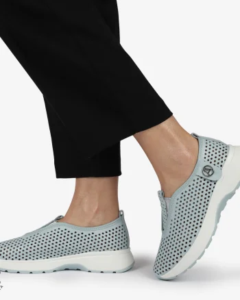 PANTOFI CASUAL dama din Piele naturala Perforata TIP SLIP-ON CRL1415 ALBASTRU